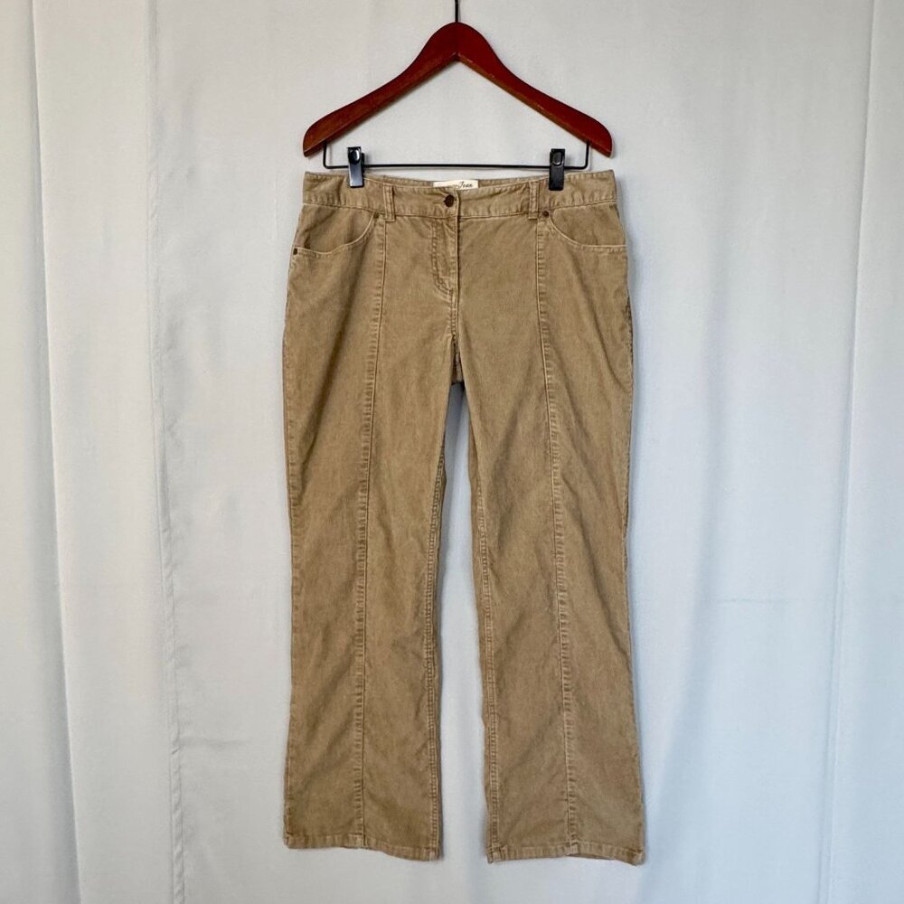 90s Vintage London Jean Christie Fit Tan Corduroy Mid Rise Flare Jeans Size 10